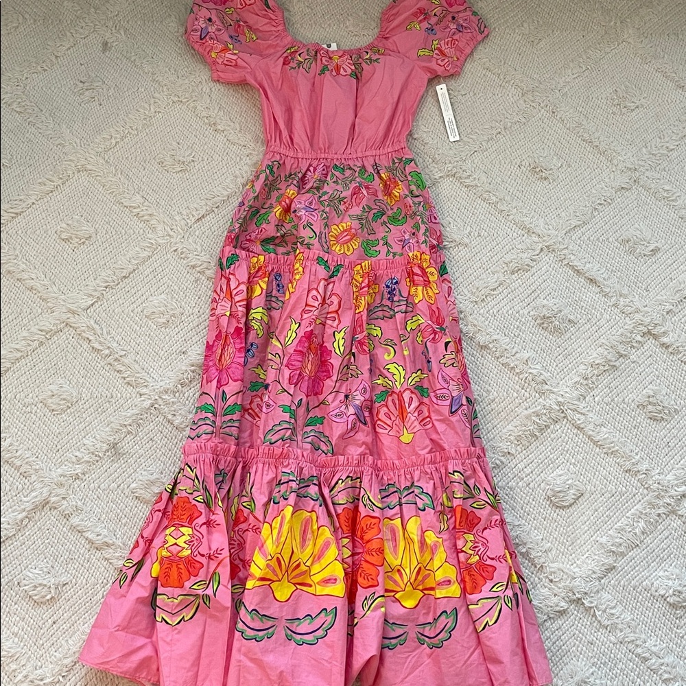 New Farm Rio x Anthropologie Tiered Puff Sleeve Midi Dress - Picture 7 of 7